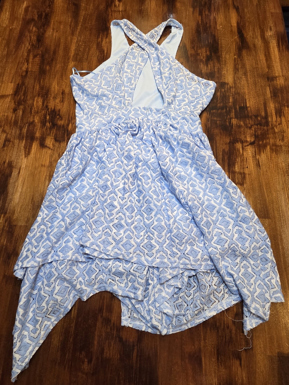 Altar’d State light blue and white diamond pat sleeveless crossback dress size S - Picture 4 of 5